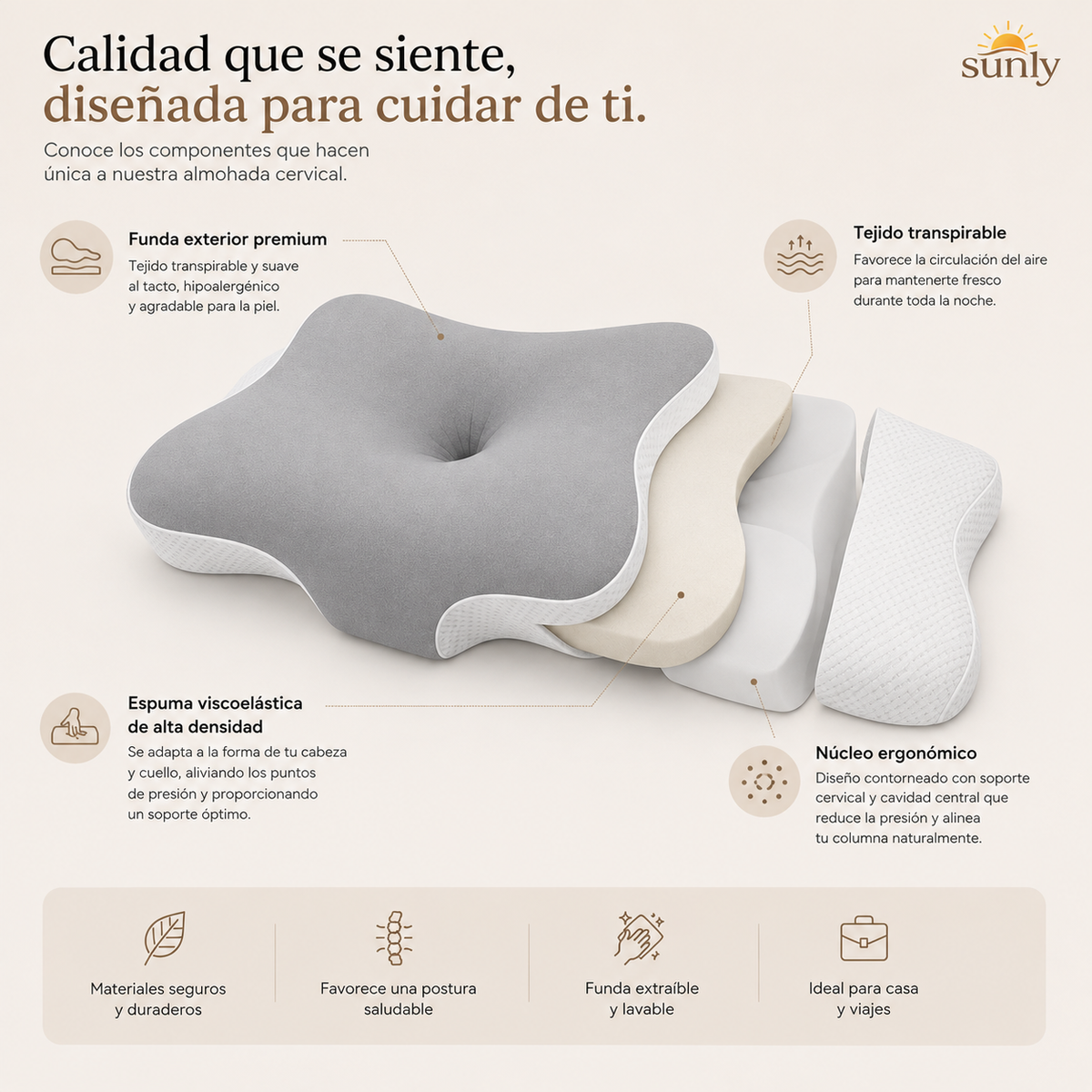 Almohada cervical viscoelástica SunCalm