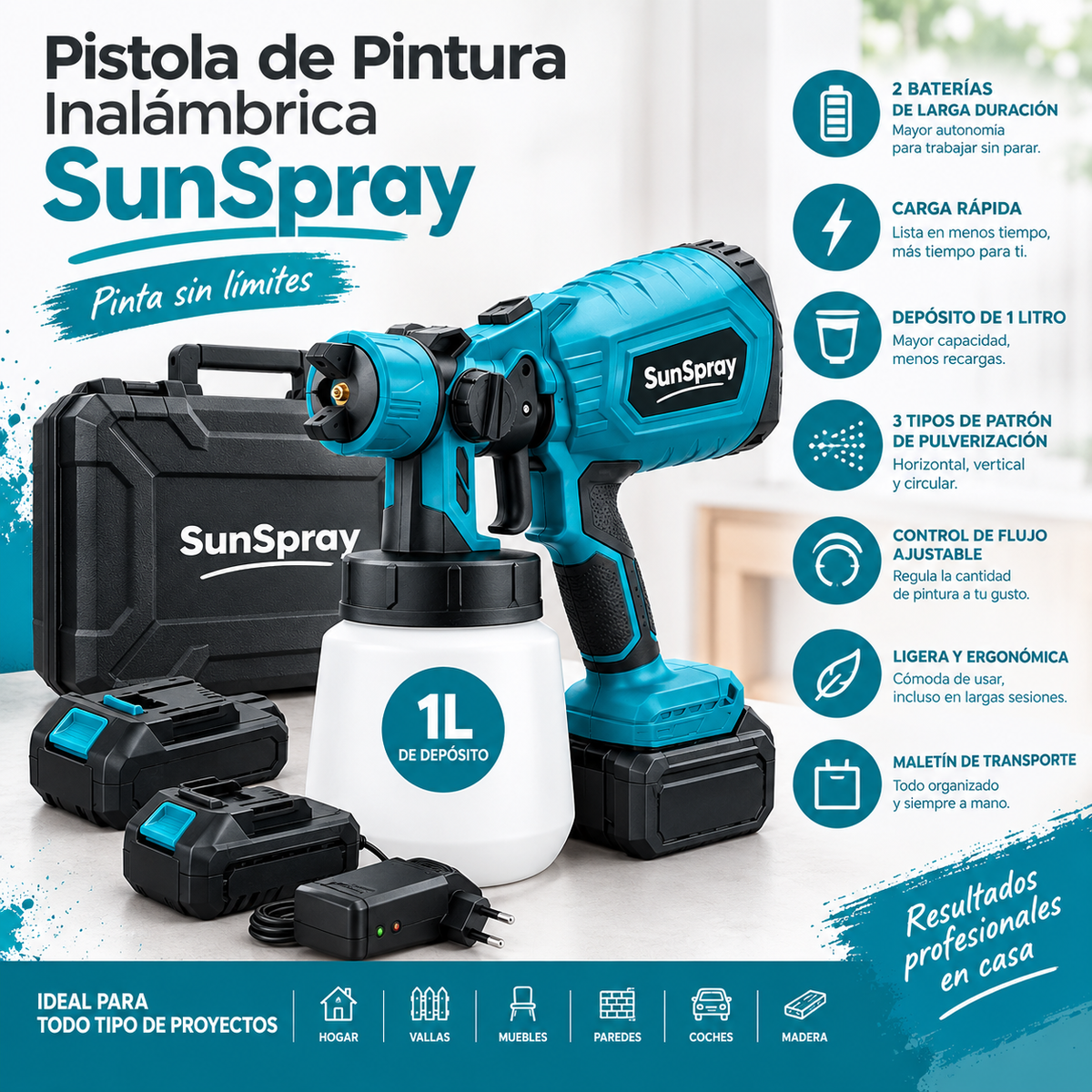 Pistola pulverizadora inalámbrica SunSpray