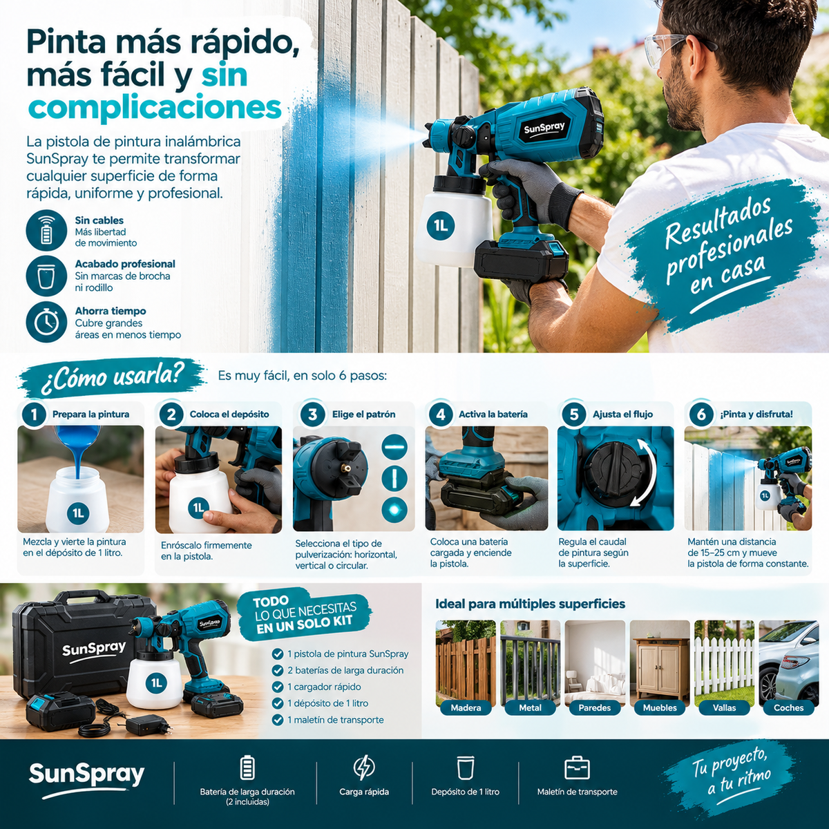 Pistola pulverizadora inalámbrica SunSpray