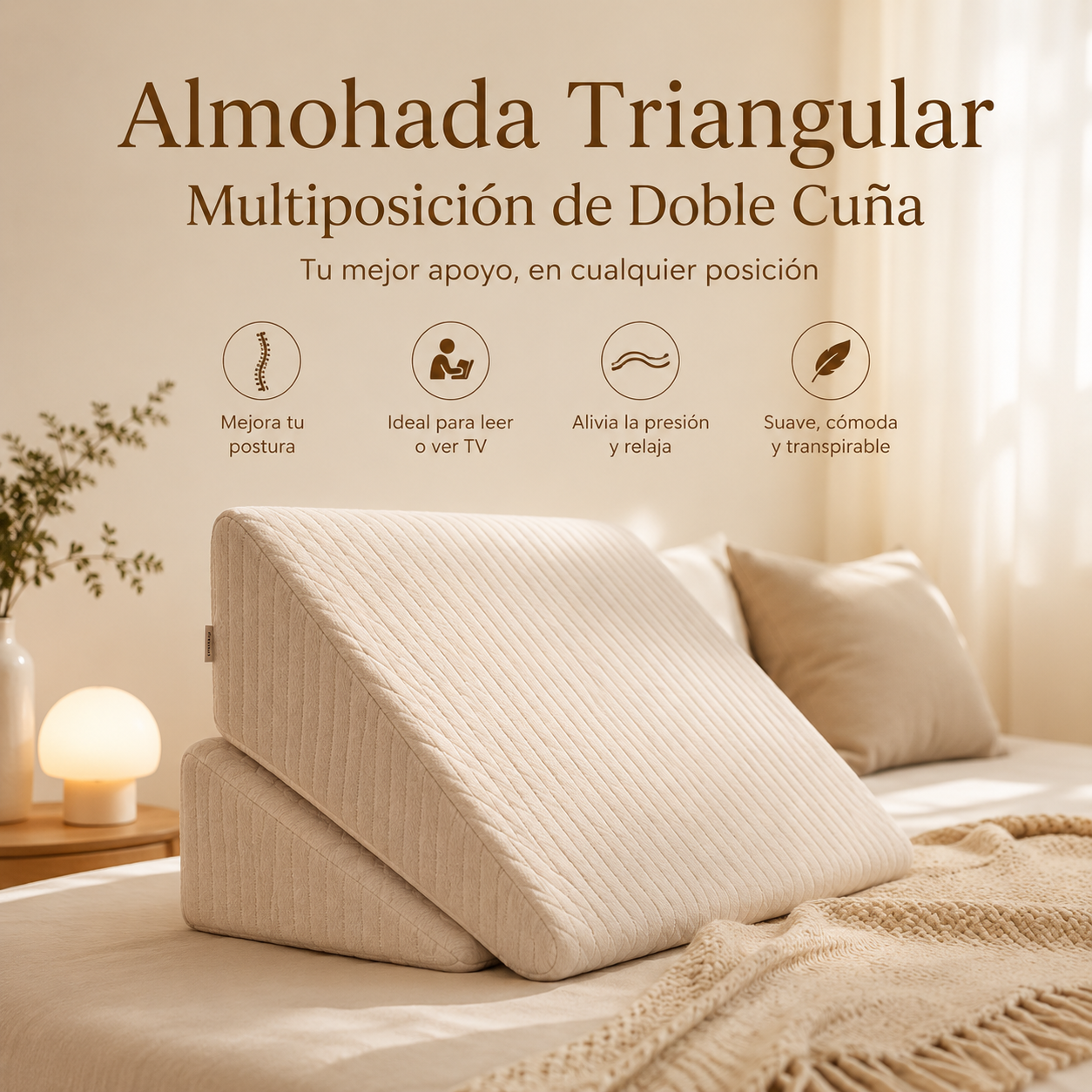 Almohada Triangular Multiposición de Doble de Cuña