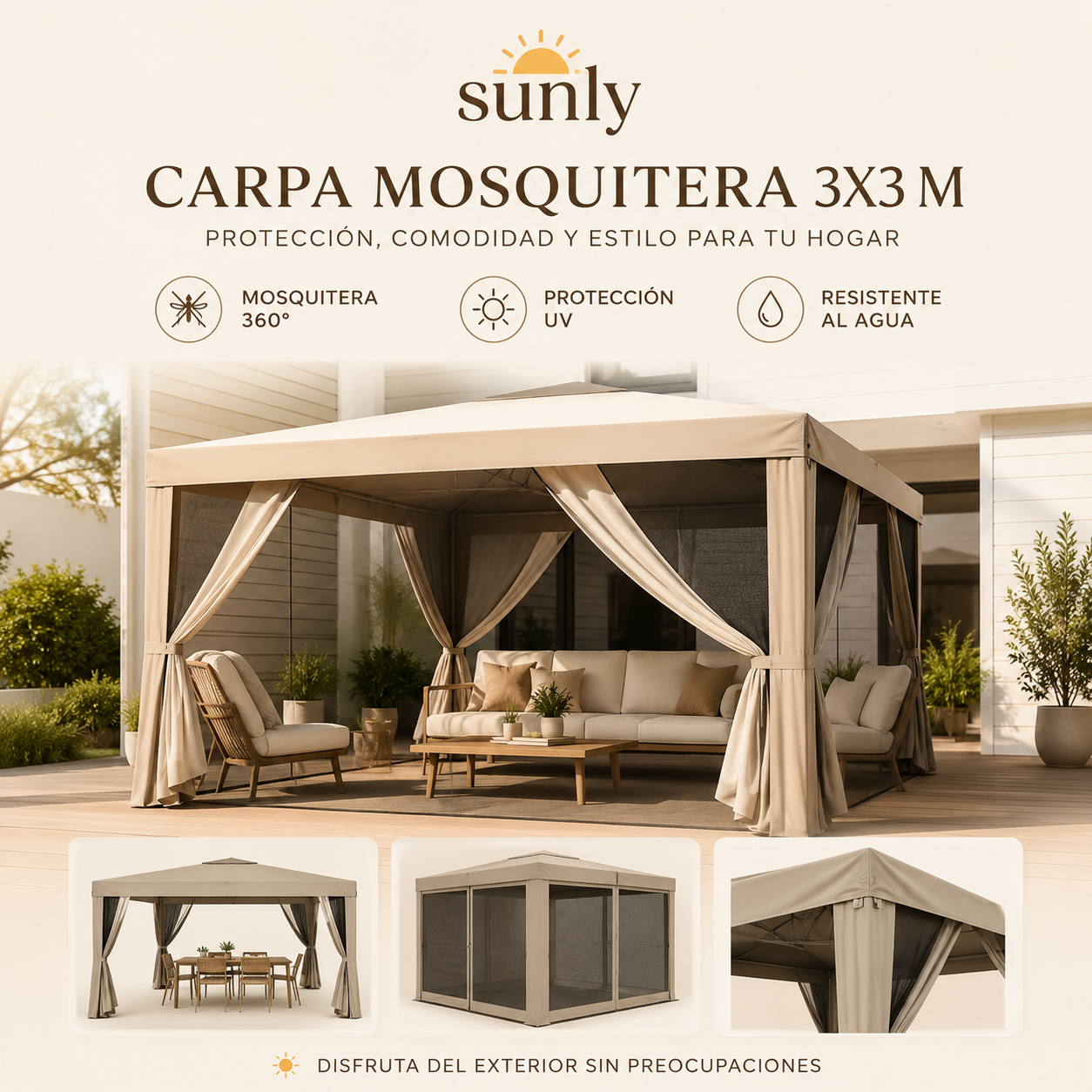 Carpa con mosquitera 360º y protección UV Suntent